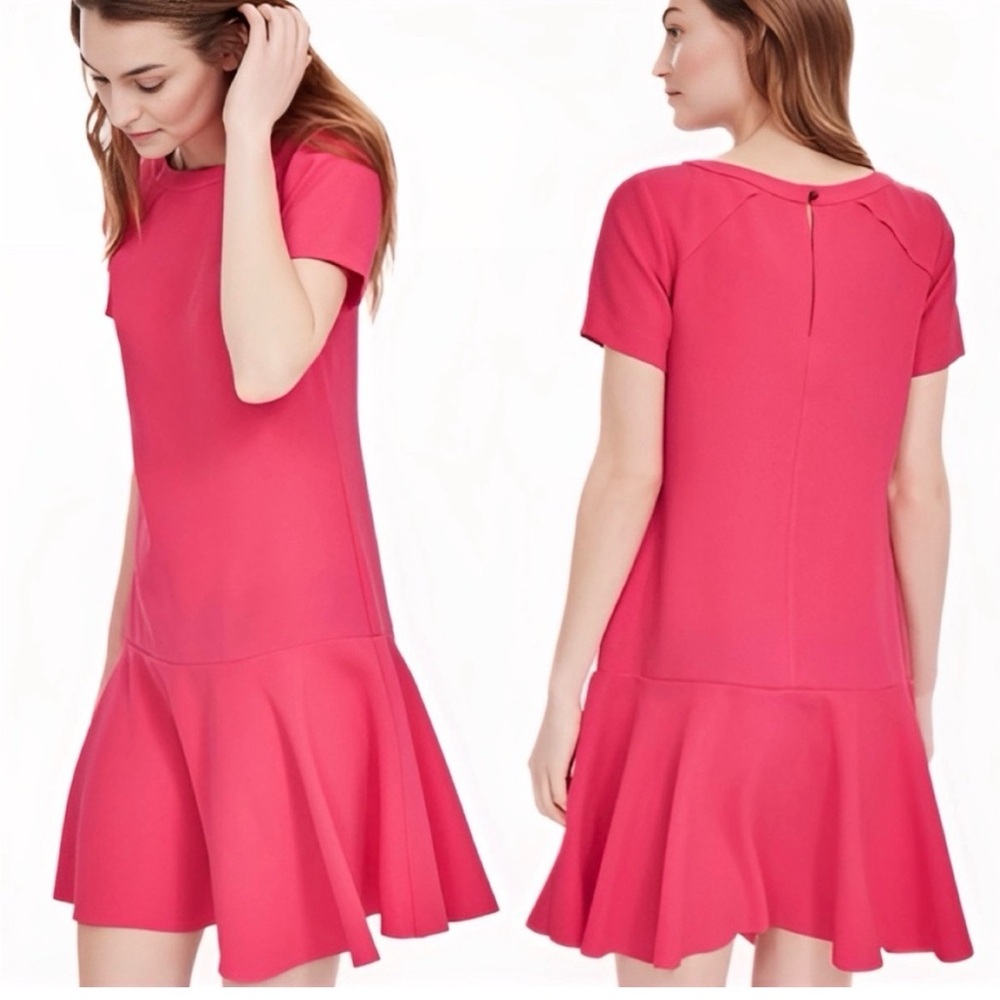 Banana Republic Hot Pink Short Sleeve Fit-and-Flare Mini Dress Tall size 8